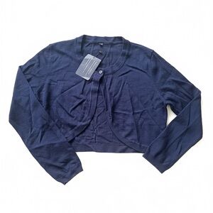NWT Navy Blue Cropped Cardigan, size medium